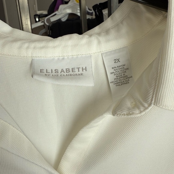 Liz Claiborne Cream-colored, long-sleeved button-down blouse, size 2X - Picture 8 of 10